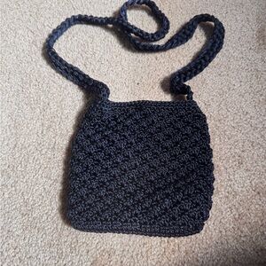 The Sak Black Crocheted Mini Crossbody Bag